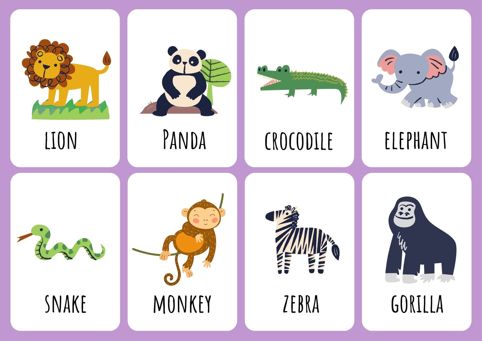 Free Animal Flashcards To Customize And Print Canva