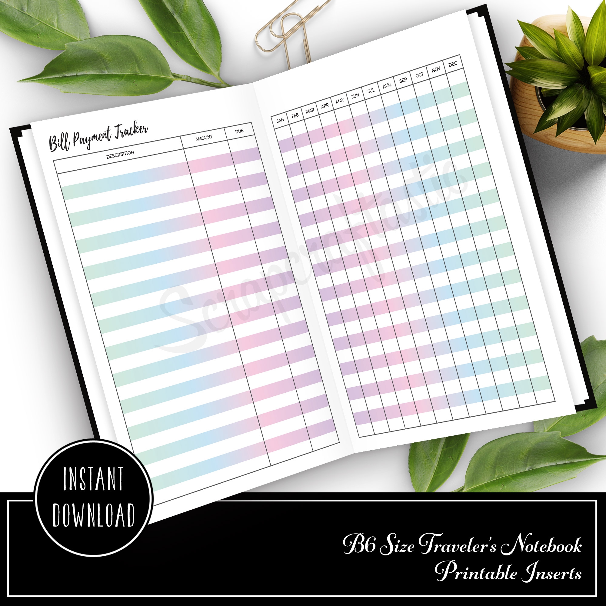 FREE Bill Payment Tracker B6 Traveler s Notebook Printable Insert