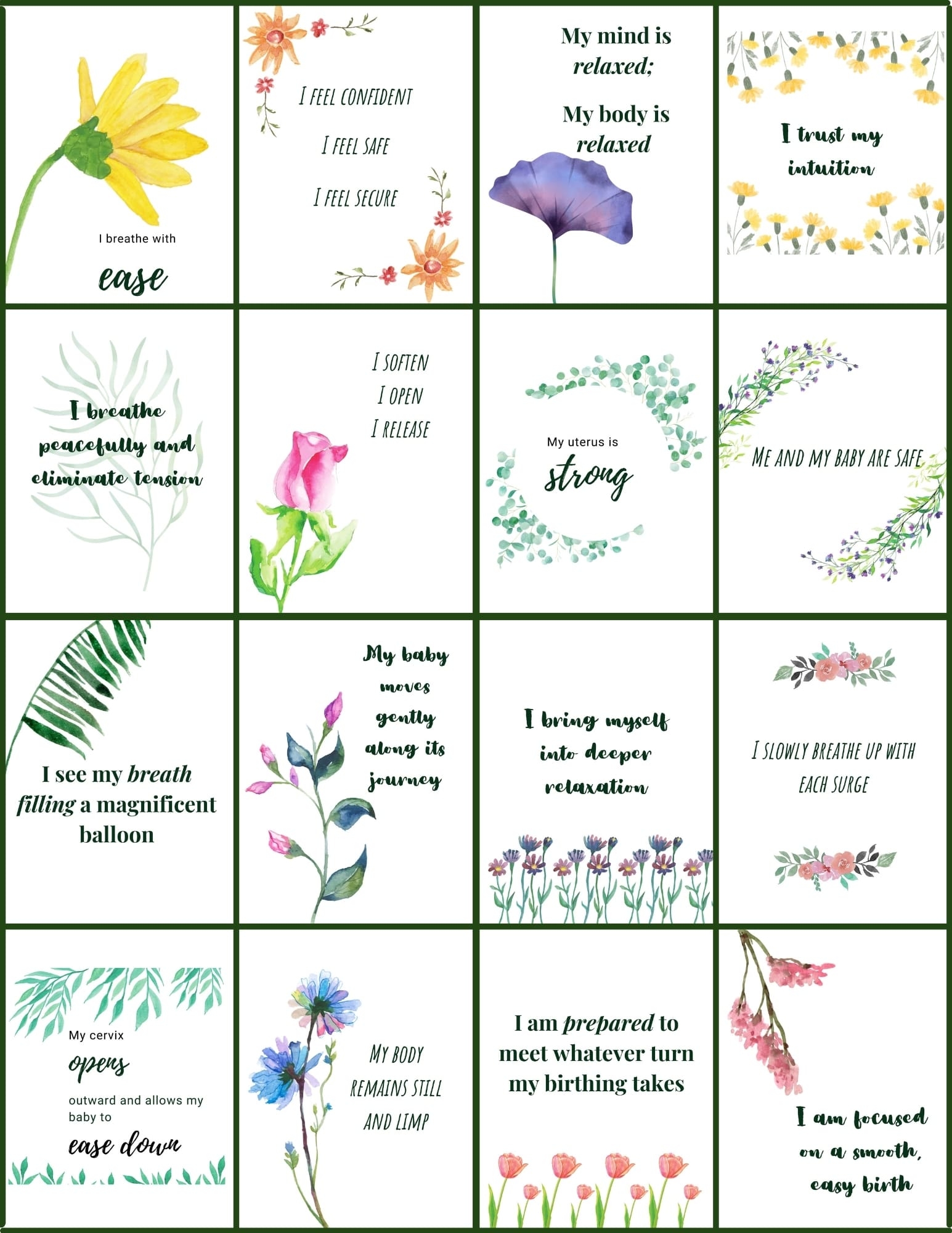 Free Birth Affirmation Cards To Print HypnoBirthing Classes