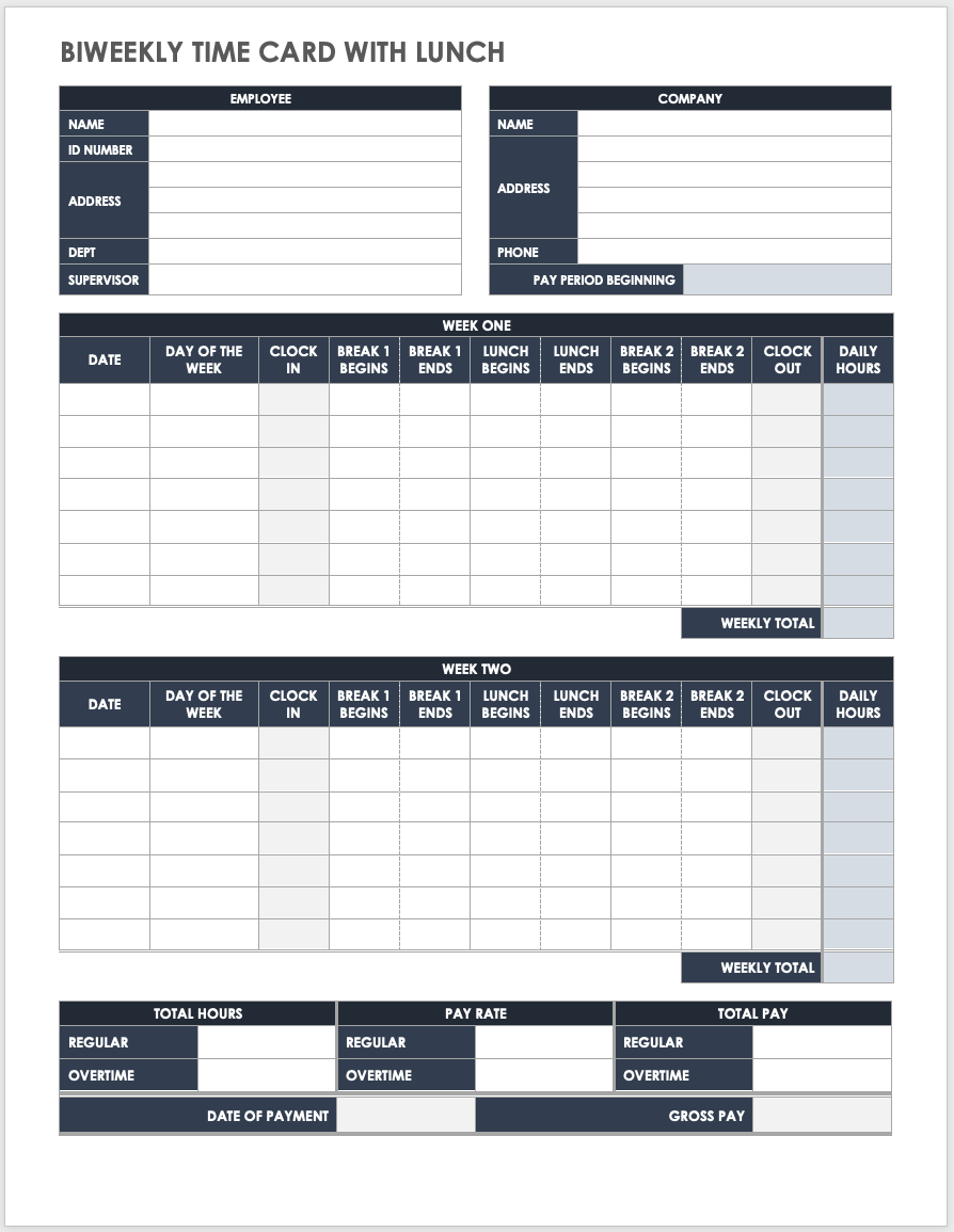 Free Printable Weekly Time Sheets