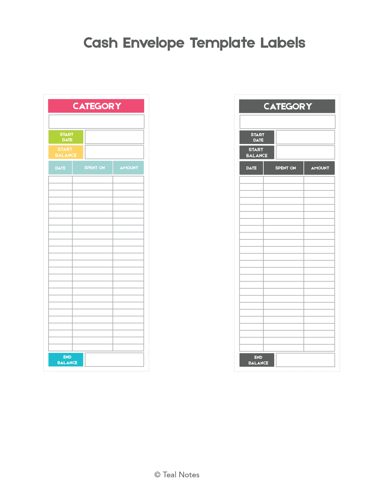 Cash Tracker Free Printable