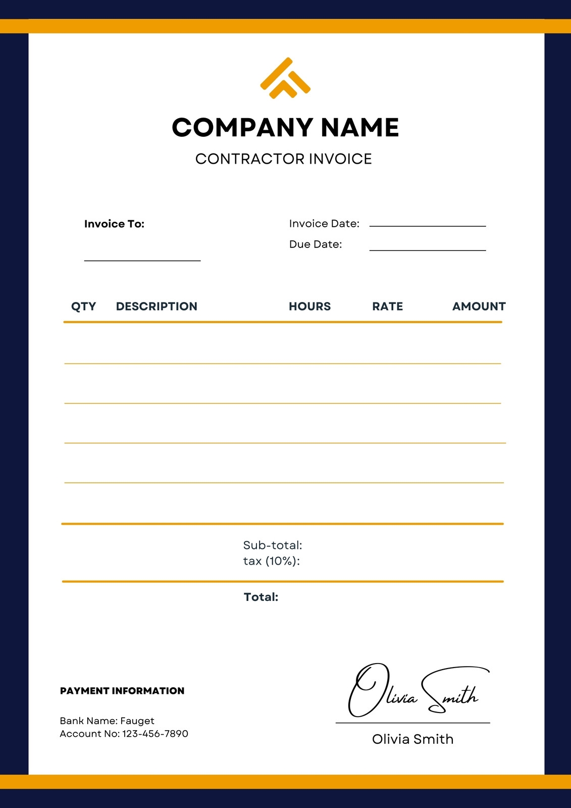Free Contractor Invoice Templates To Edit And Print Canva