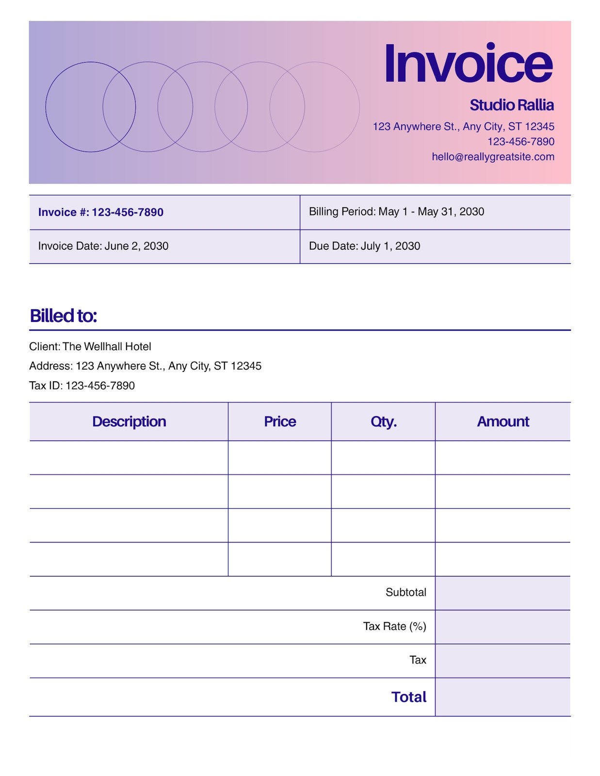 Free Contractor Invoice Templates To Edit And Print Canva