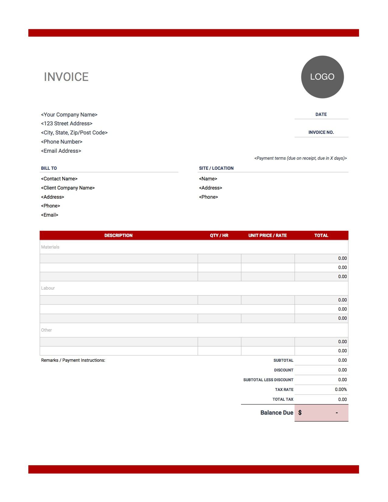 Free Contractor Invoice Templates