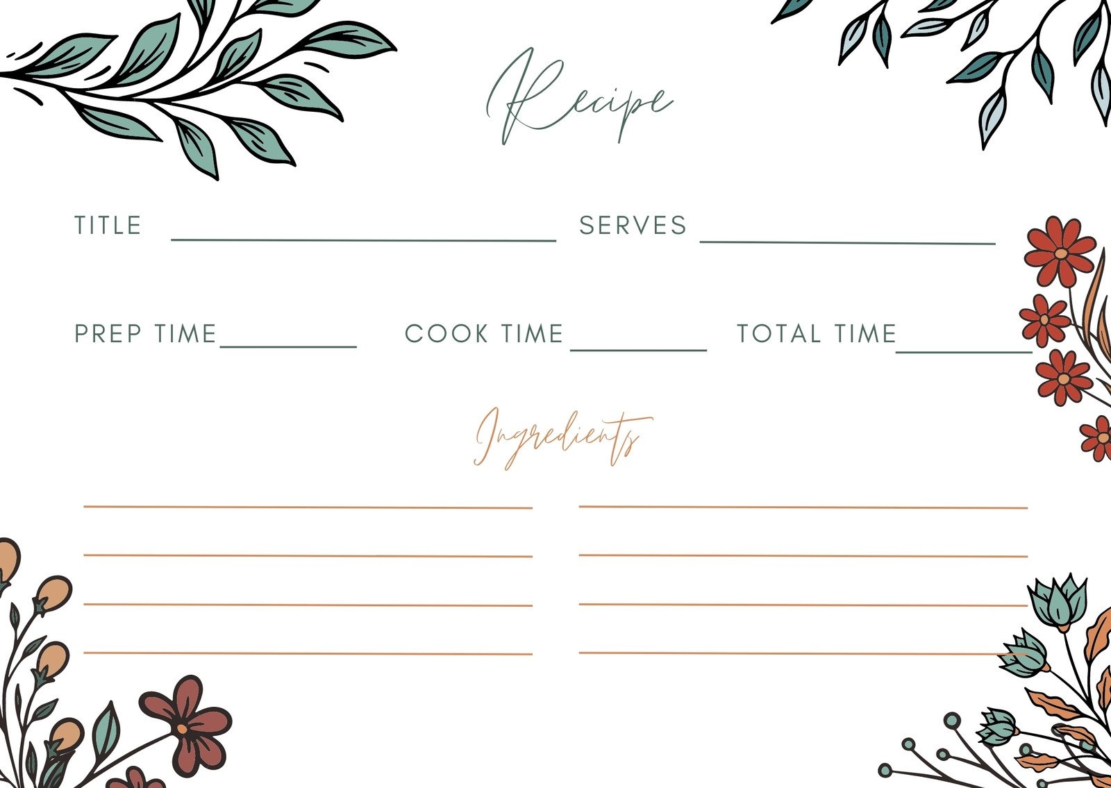 Free Fillable Printable Recipe Cards