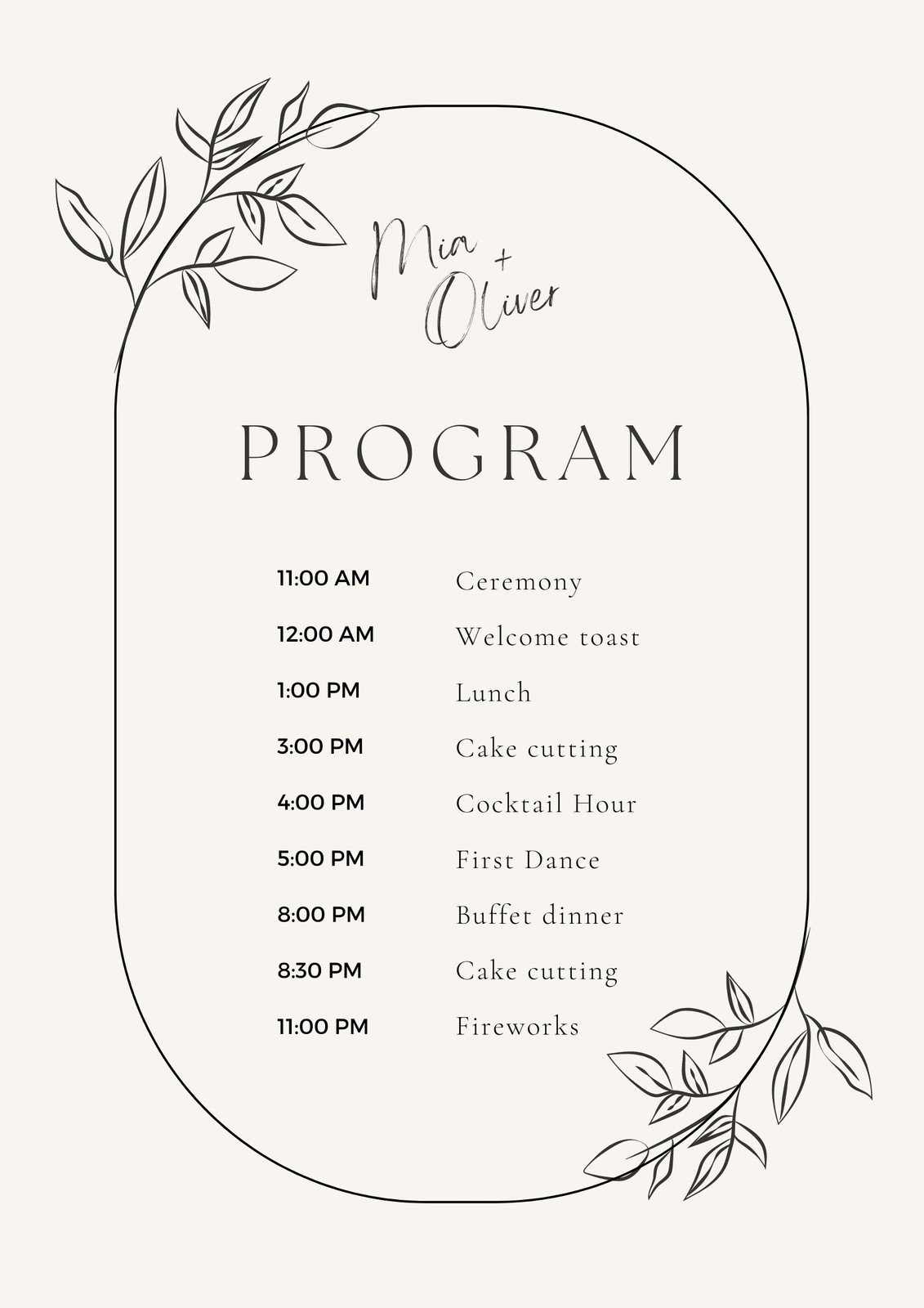 Free Custom Printable Wedding Program Templates Canva