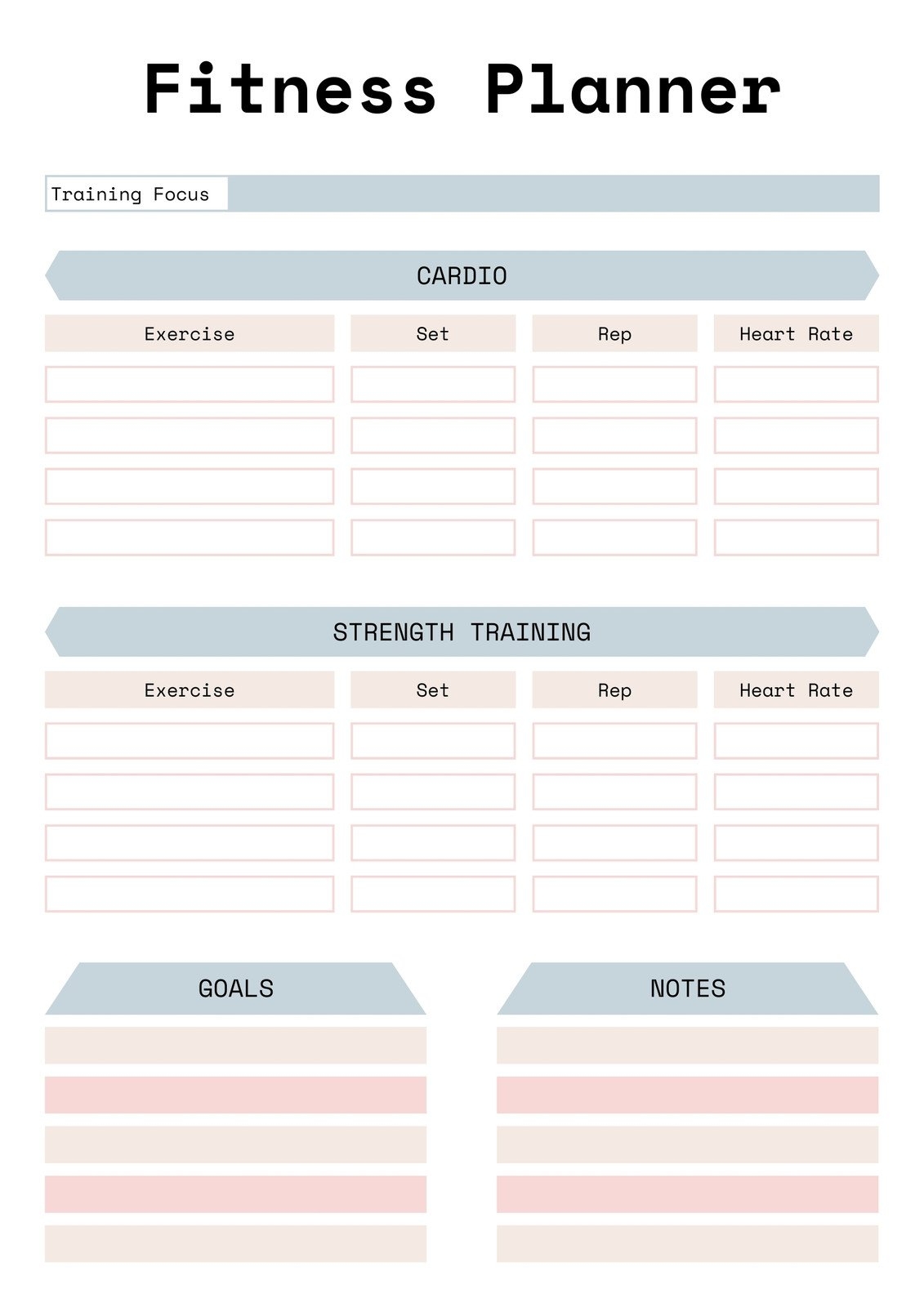 Free Custom Printable Workout Planner Templates Online Canva