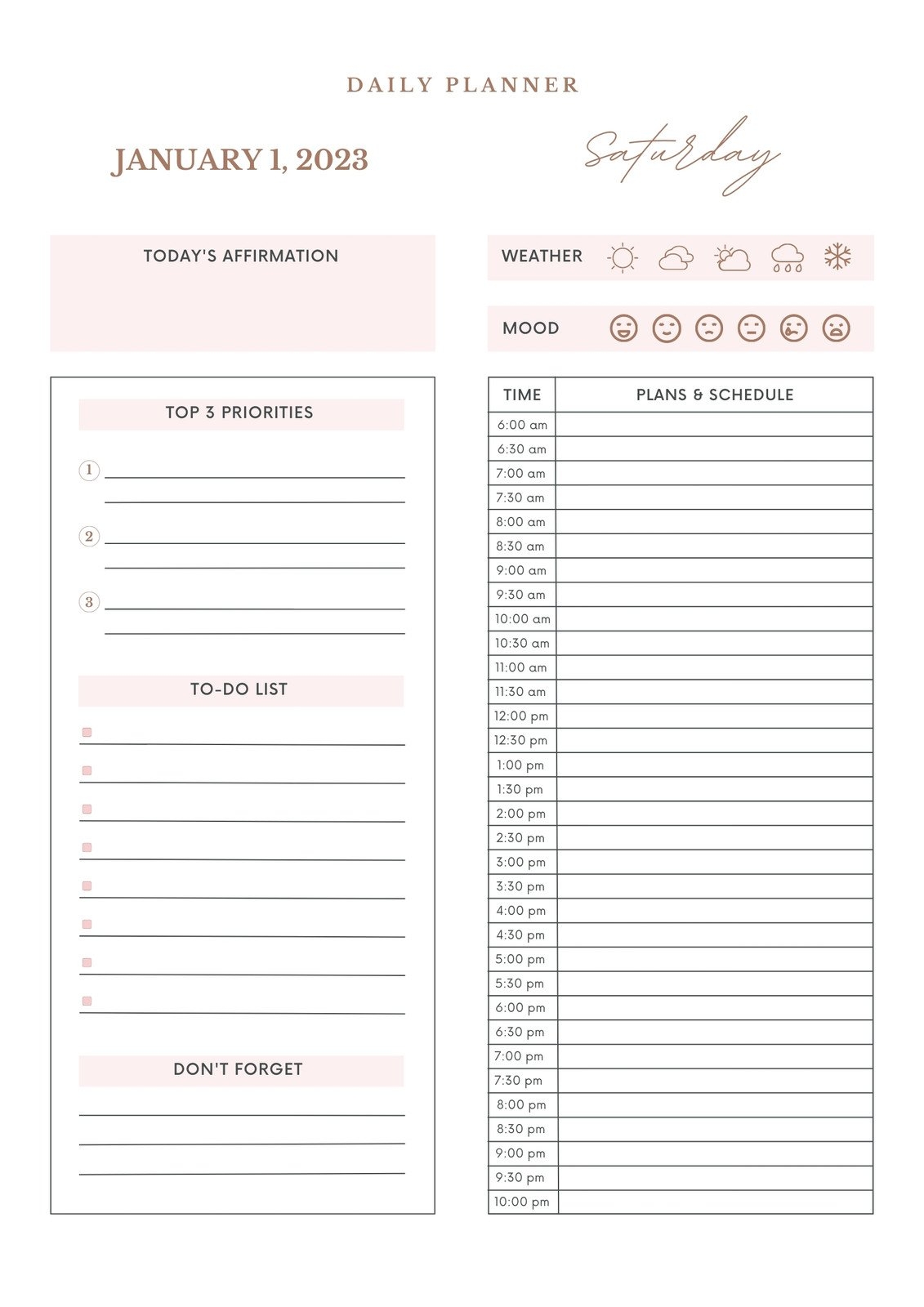 Free Daily Planner Templates To Customize Canva