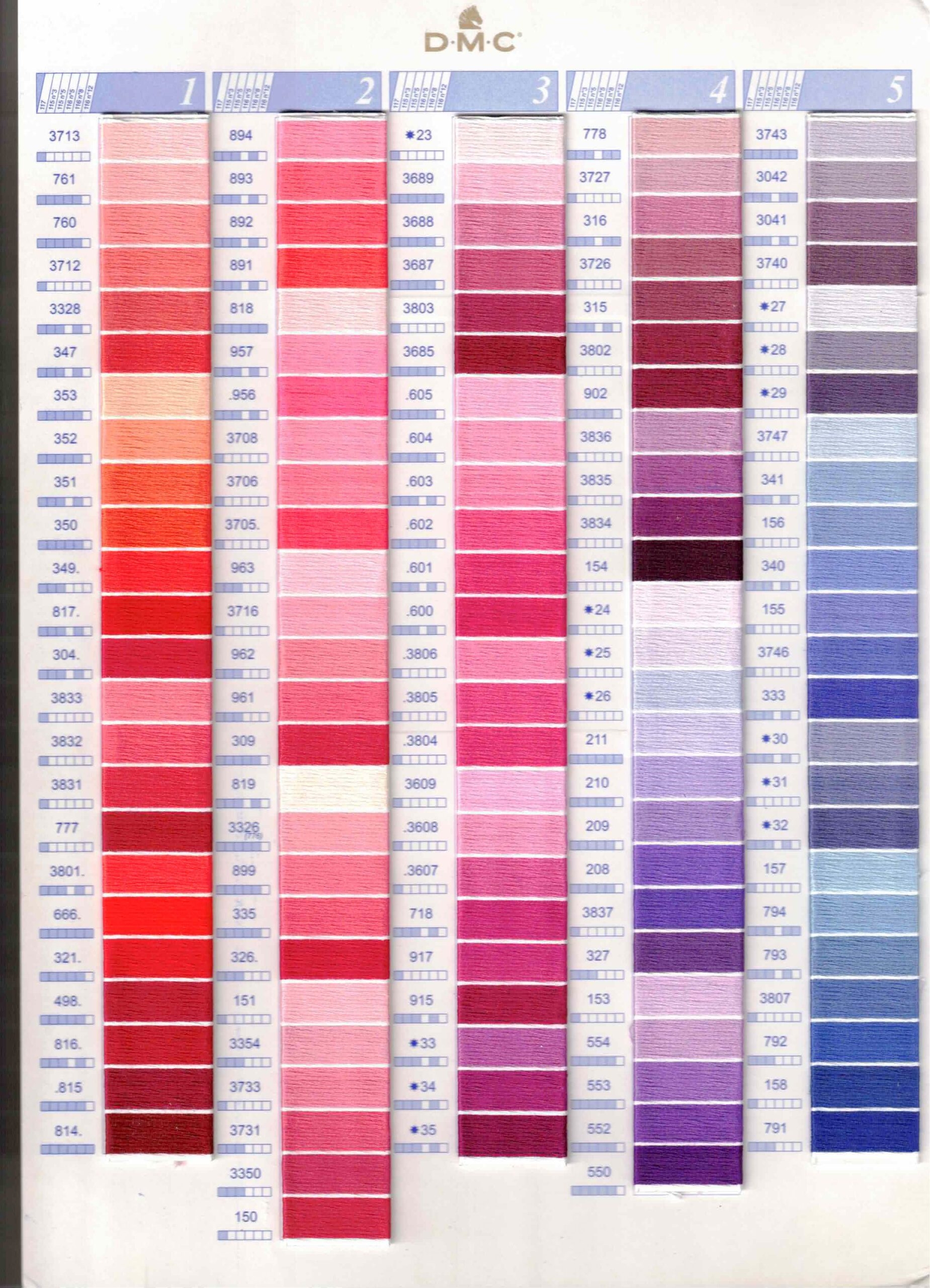 Free Printable Dmc Color Chart