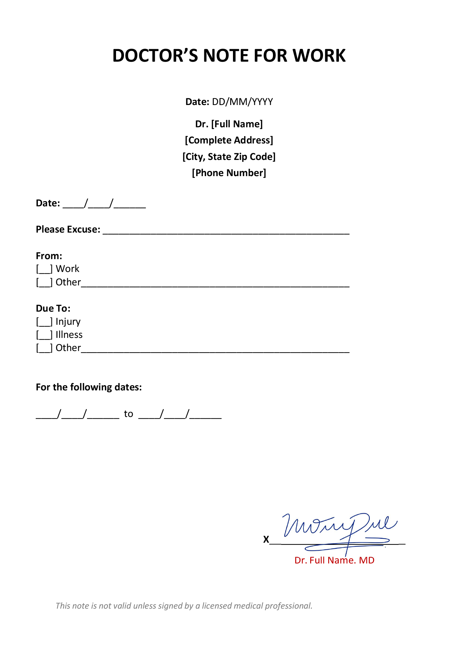 Free Doctors Note Templates in Google Docs Word And PDF Highfile