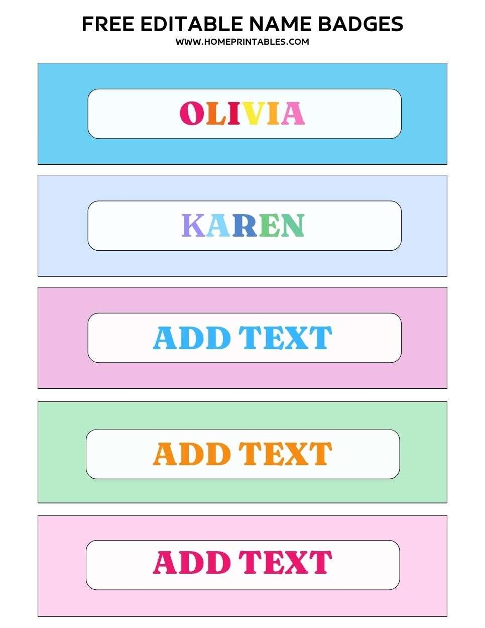 Free Editable Name Tags Printable 100 Name Label Templates 