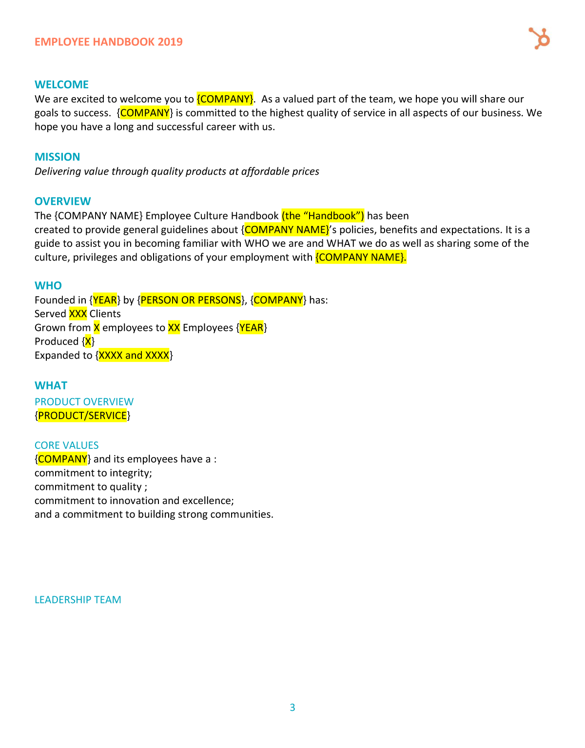 Free Employee Handbook Template For Word PDF HubSpot