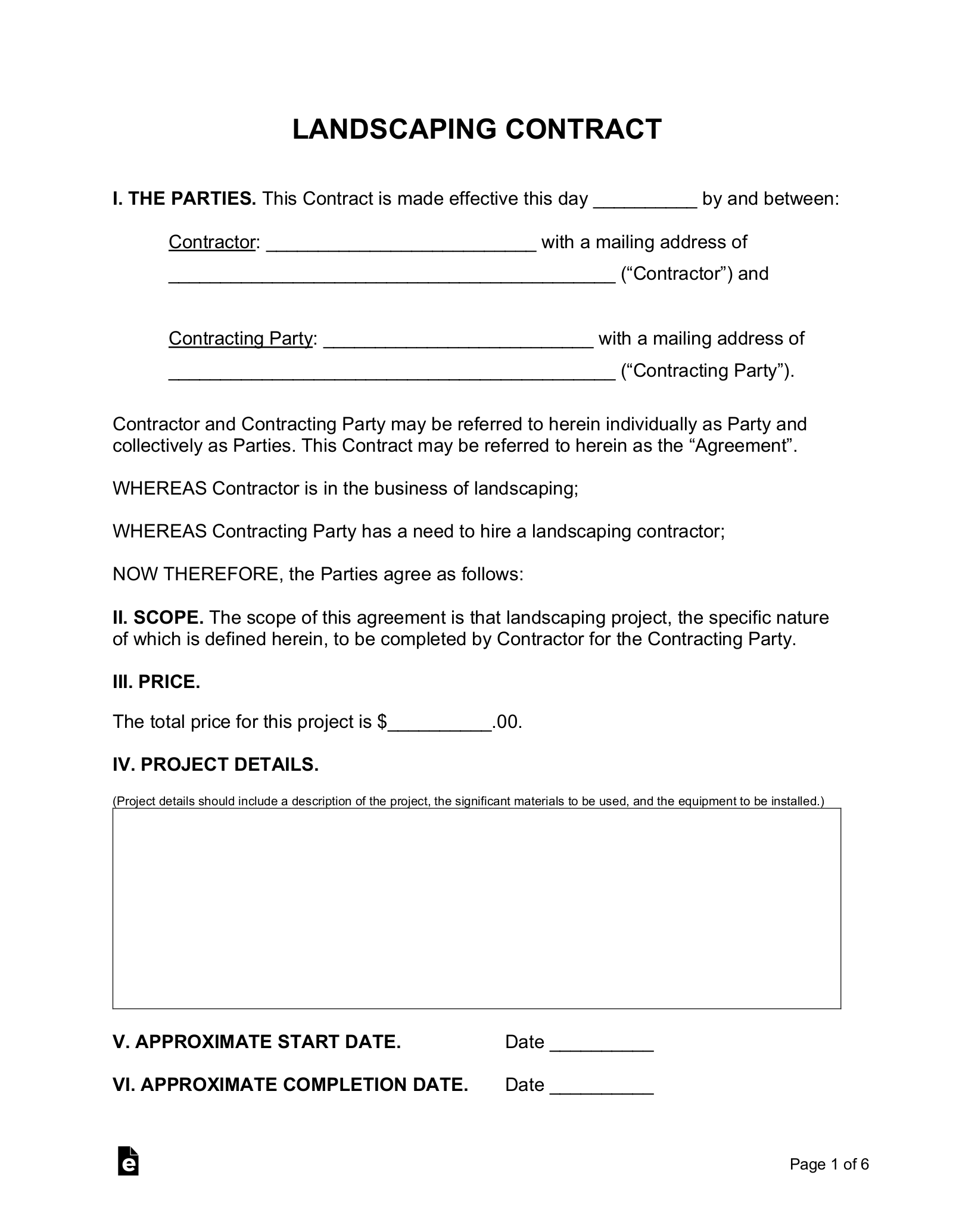 Free Printable Lawn Care Contracts