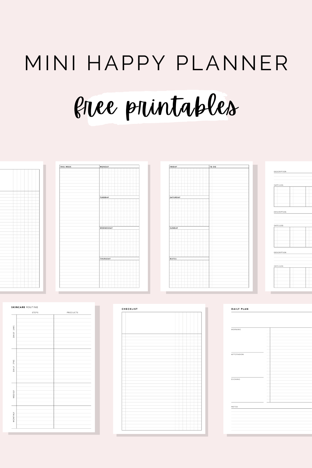 Free Mini Happy Planner Printables