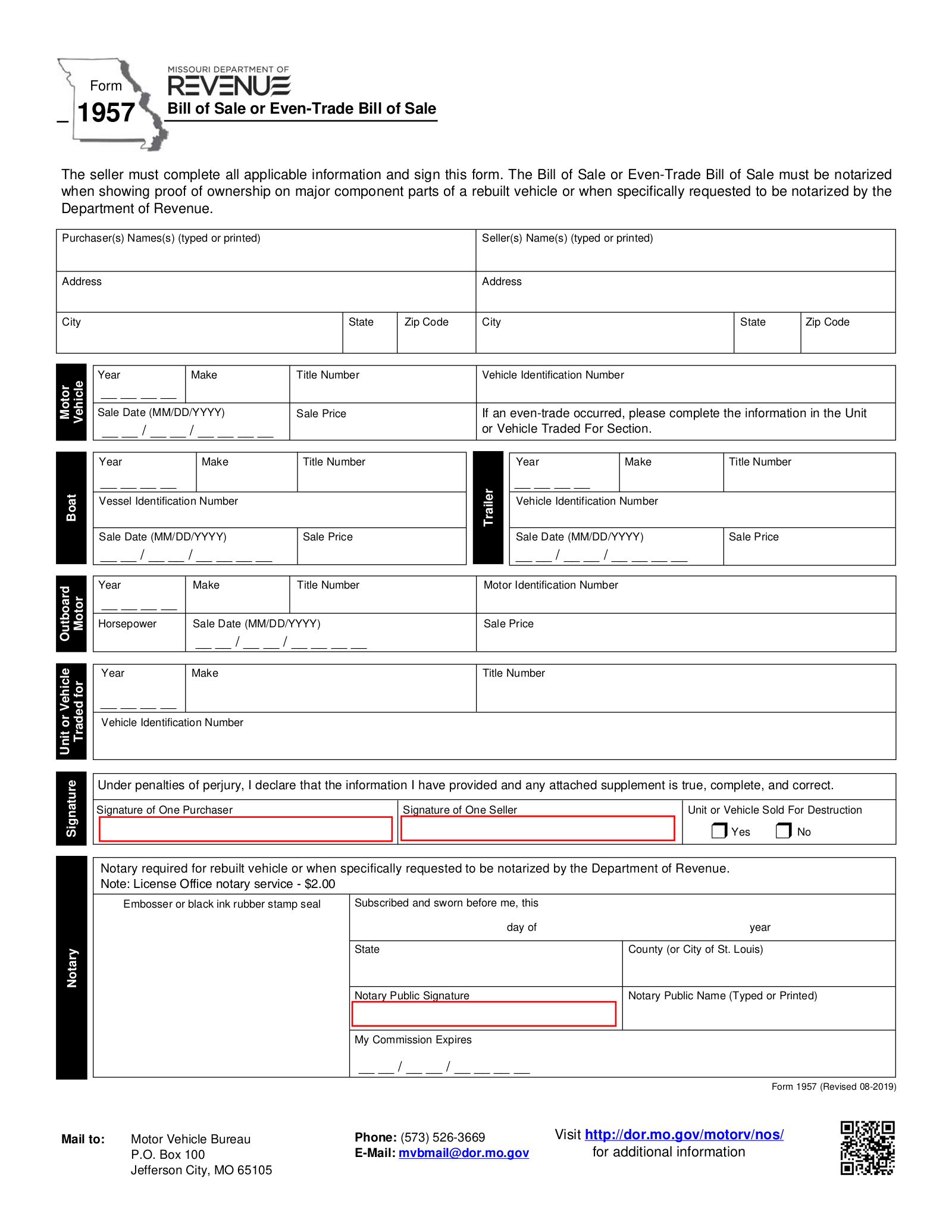 Free Missouri Bill Of Sale Forms PDF EForms