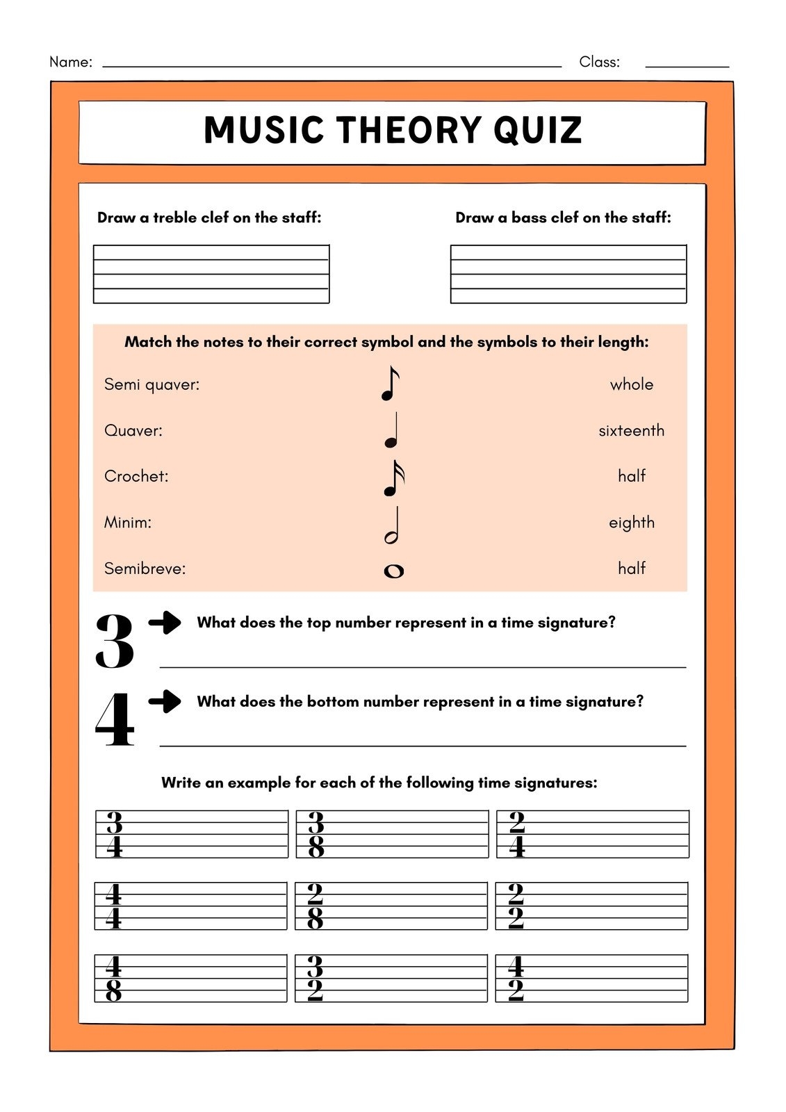 Free Printable Music Theory Worksheets