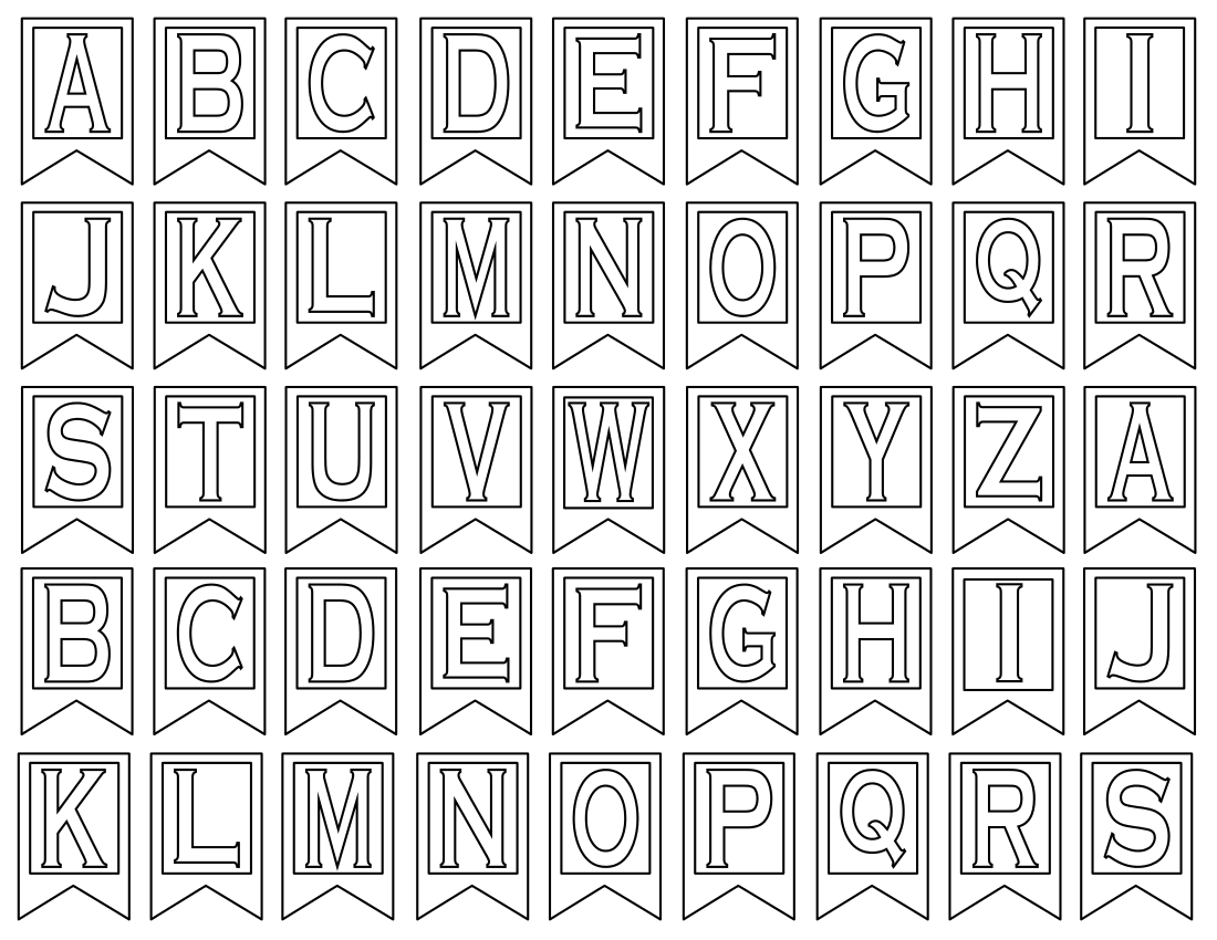 Free Printable Alphabet Letters Banner Flag Letter PDF Templates