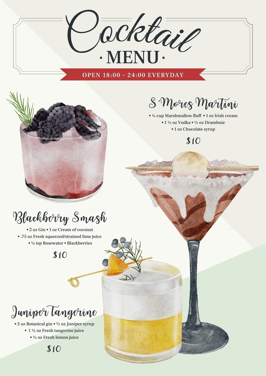 Free Printable And Customizable Cocktail Menu Templates Canva