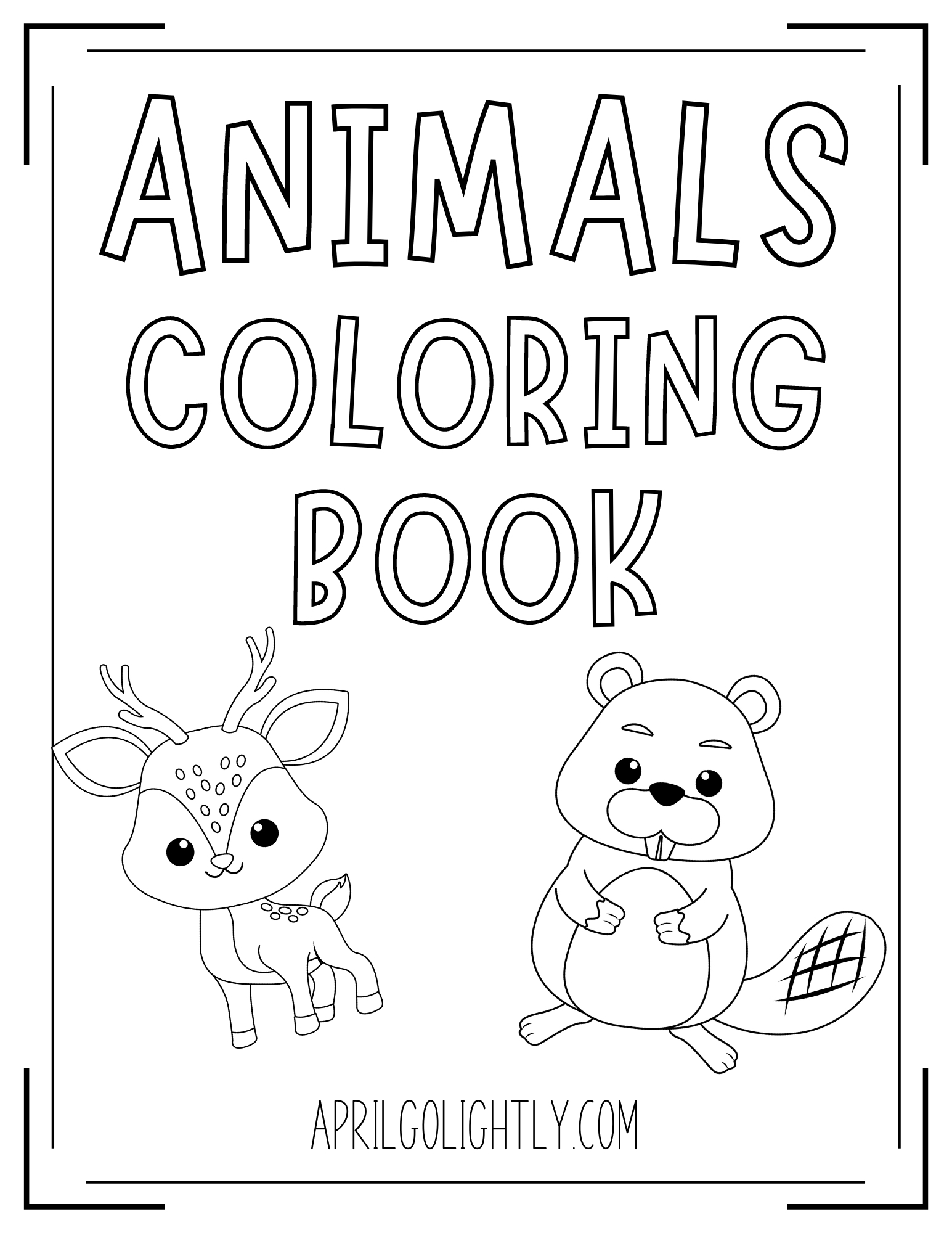 FREE Printable Animals Coloring Book April Golightly
