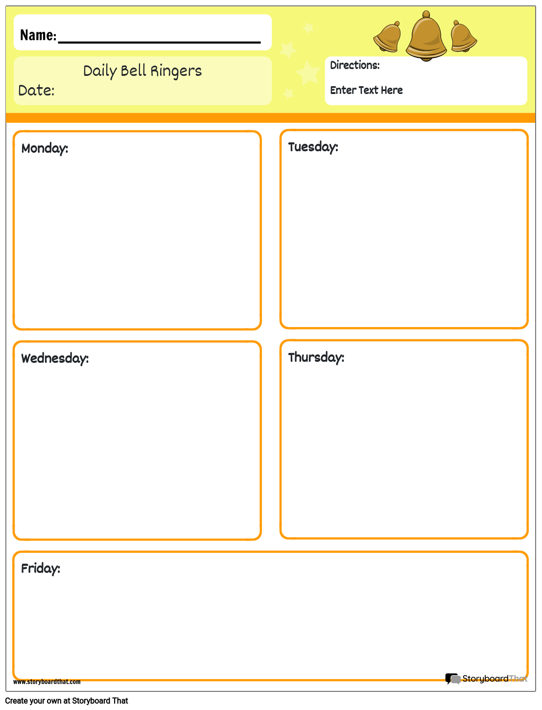 Free Printable Bell Ringers Templates StoryboardThat