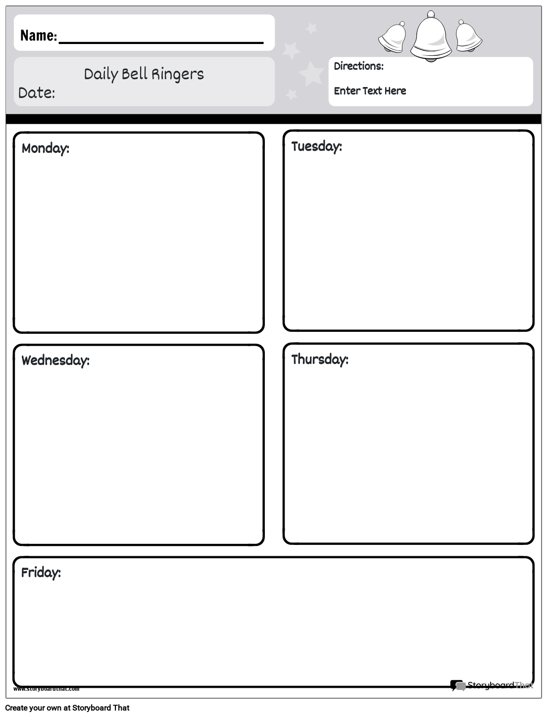 Free Printable Bell Ringers Templates StoryboardThat