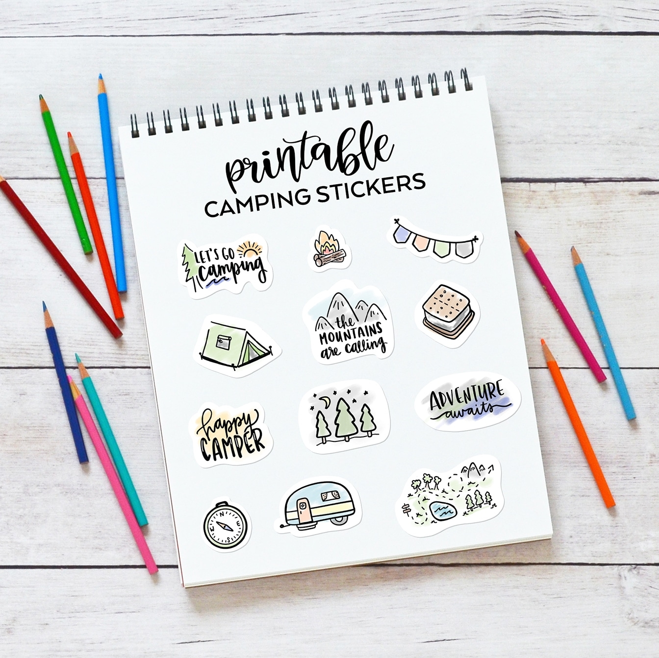 Free Printable Camping Stickers Pineapple Paper Co 