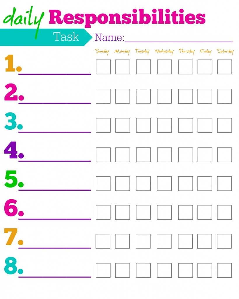 FREE Printable Chore Charts For Kids