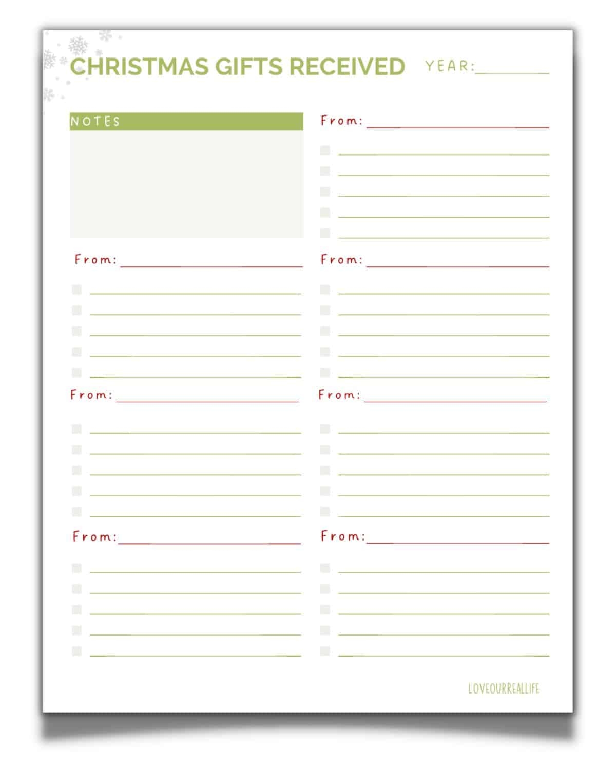 FREE Printable Christmas Gift Tracking List Get Organized Love Our Real Life