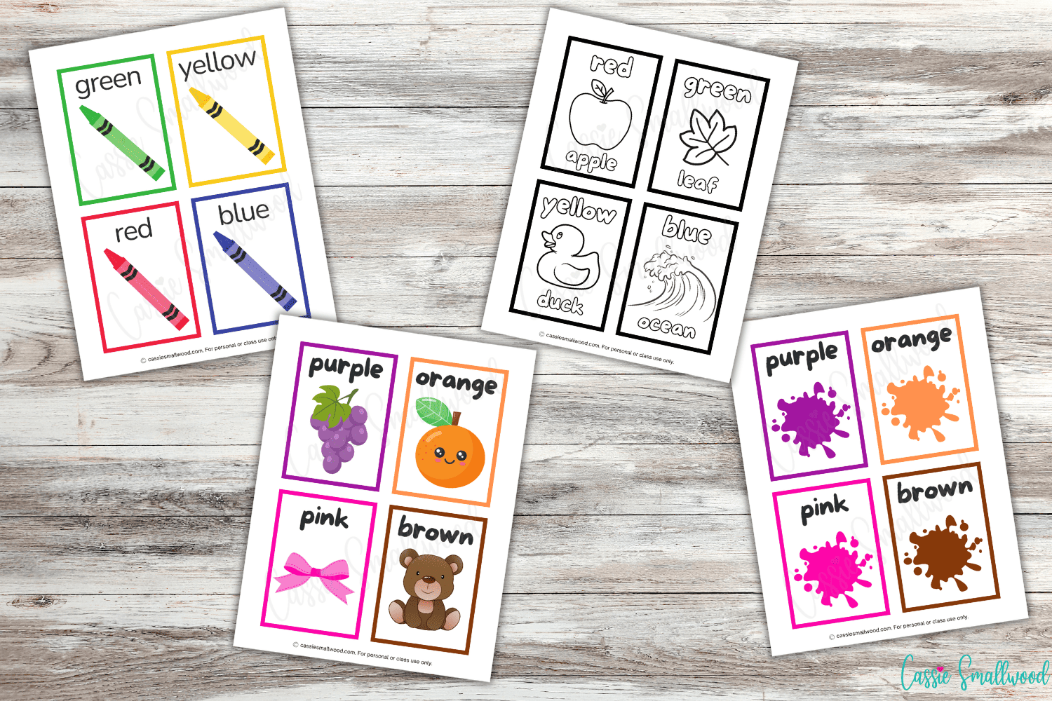 Free Printable Color Word Flashcards