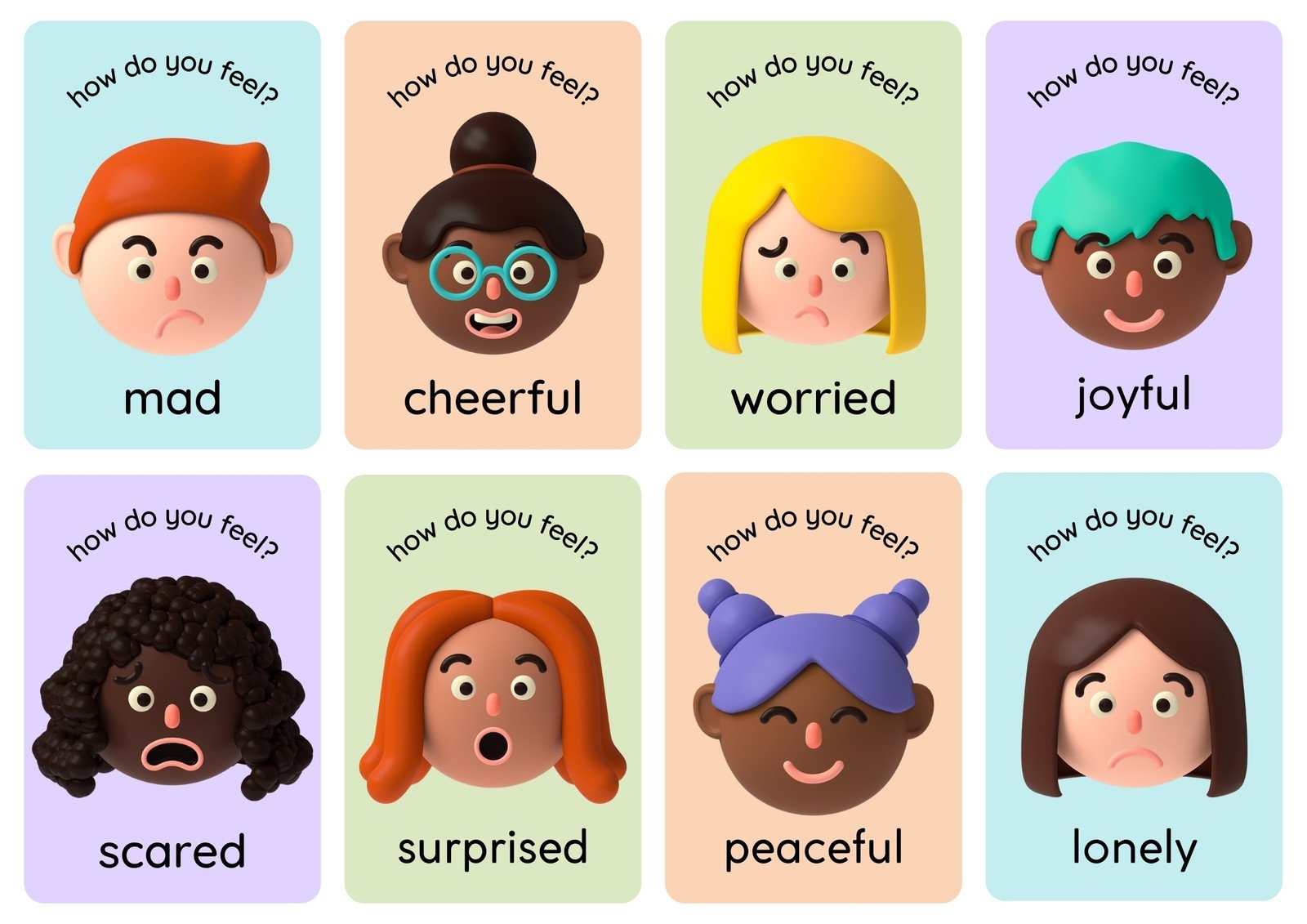 Free Printable Custom Emotions Flashcard Templates Canva