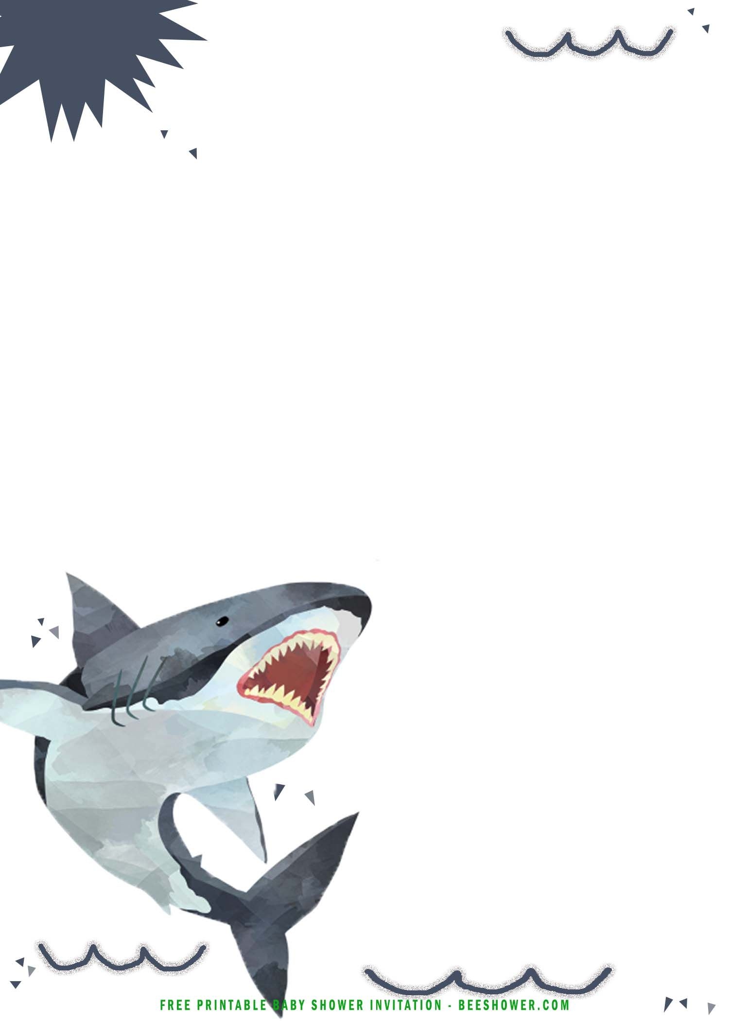 FREE Printable Cute Shark Baby Shower Invitation Templates Beeshower