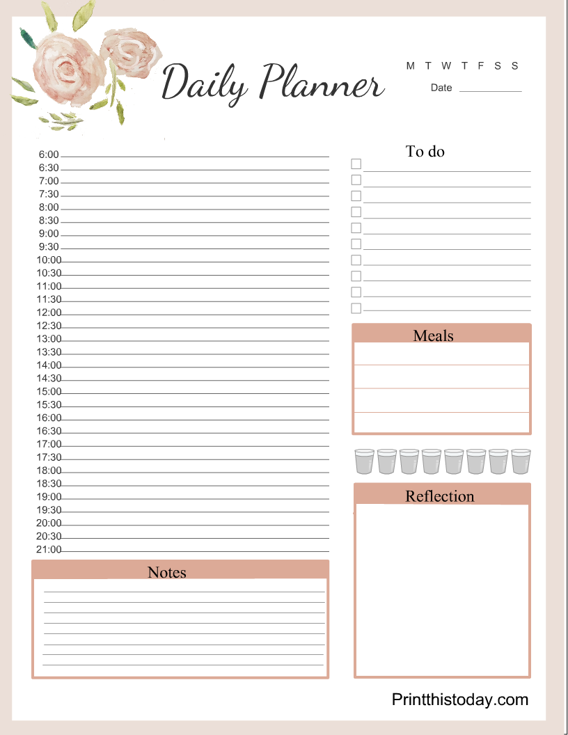 Day Planner Printable Free
