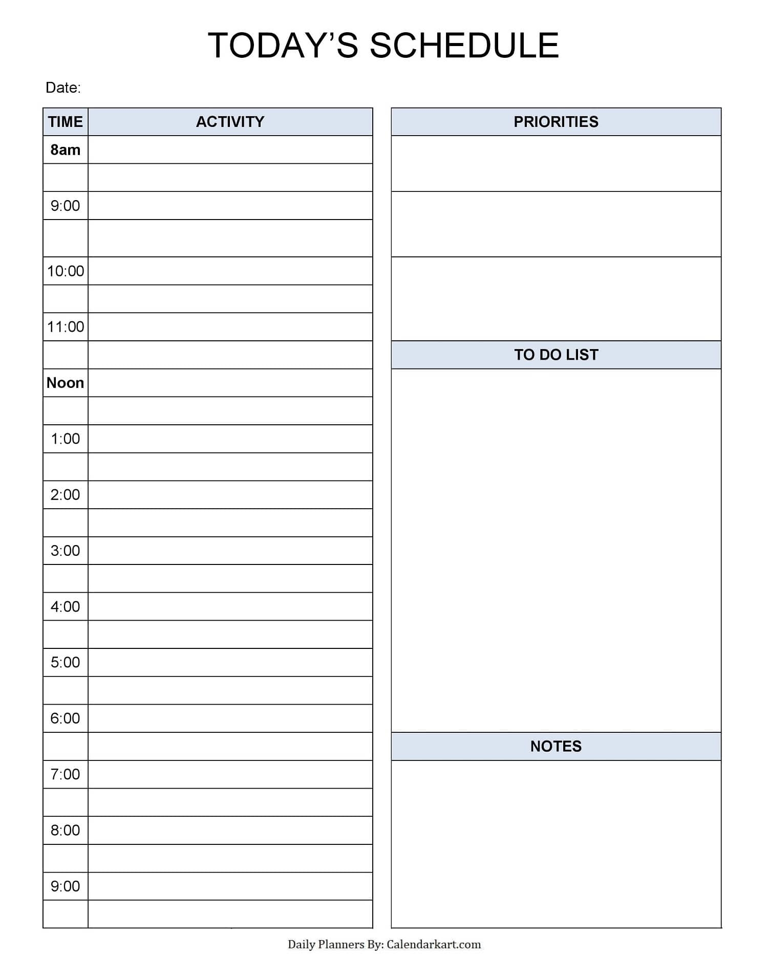 Free Printable Daily Planner Templates Editable PDF CalendarKart