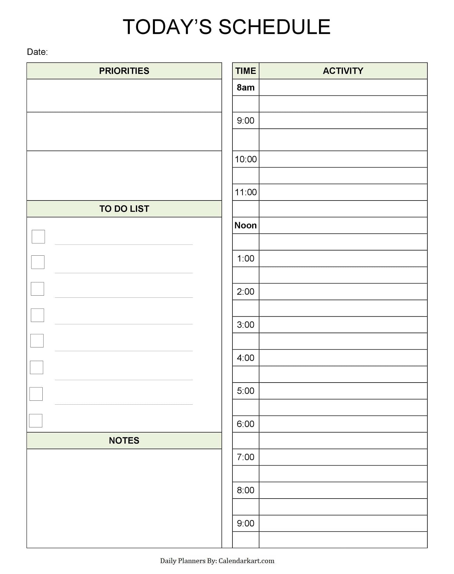Free Printable Daily Planner Templates Editable PDF CalendarKart