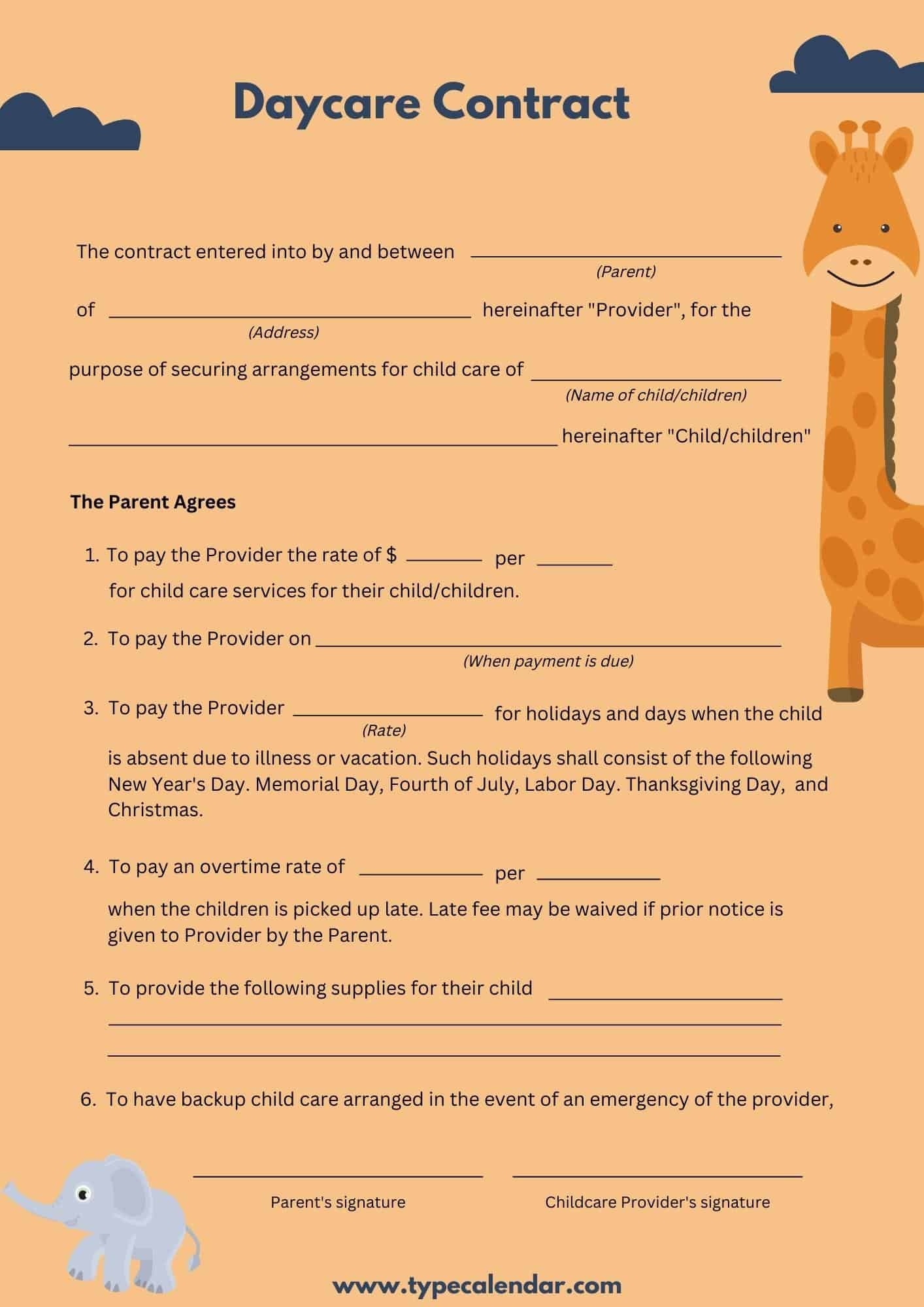 Free Daycare Printables