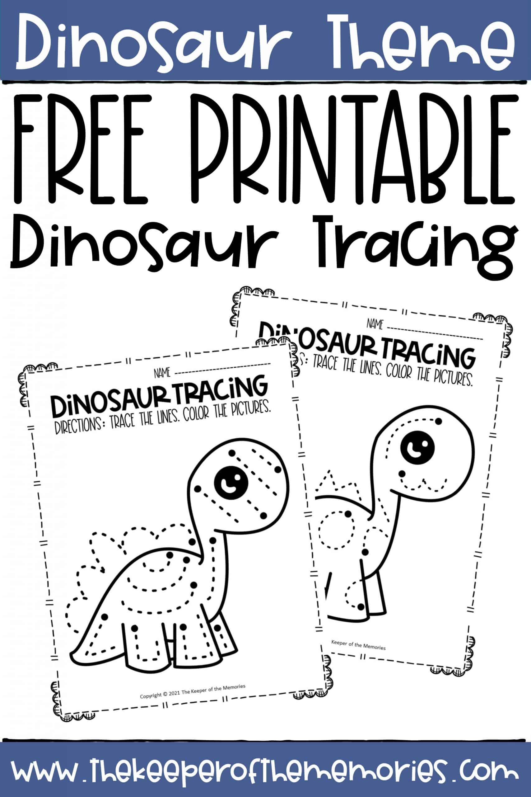Free Printable Dinosaur Tracing Preschool Worksheets The Keeper Of The Memories