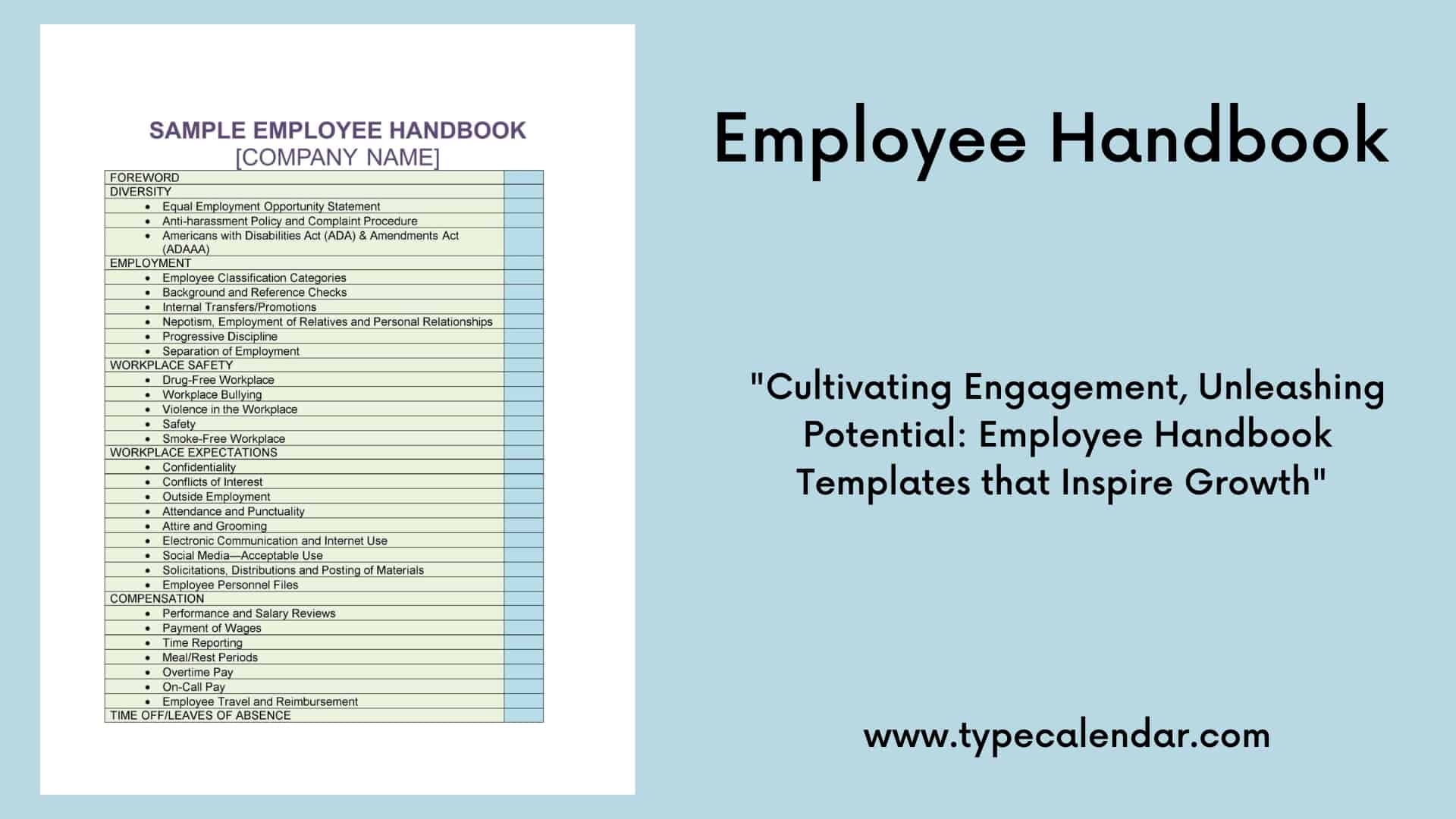 Free Printable Sample Employee Handbook