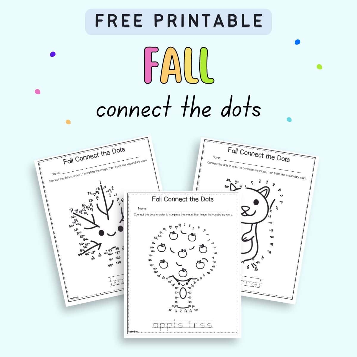 Free Printable Fall Dot To Dot Worksheets The Artisan Life