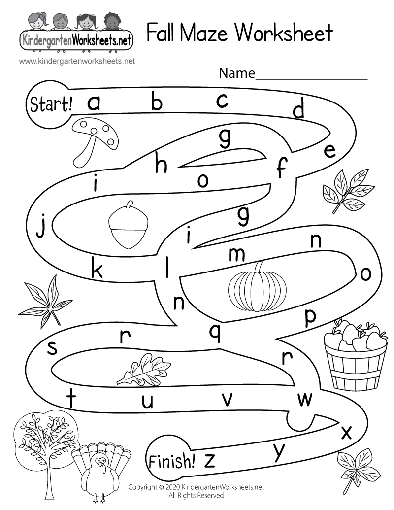 Free Printable Fall Maze Worksheet