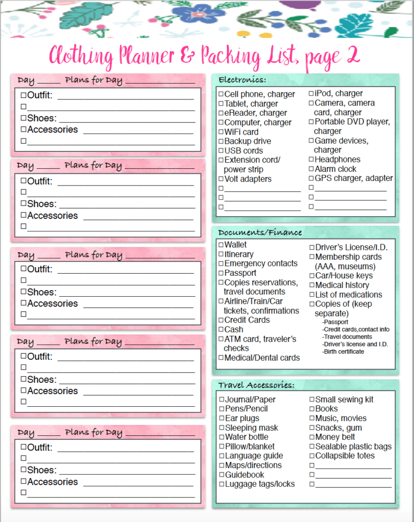 Free Printable Packing List