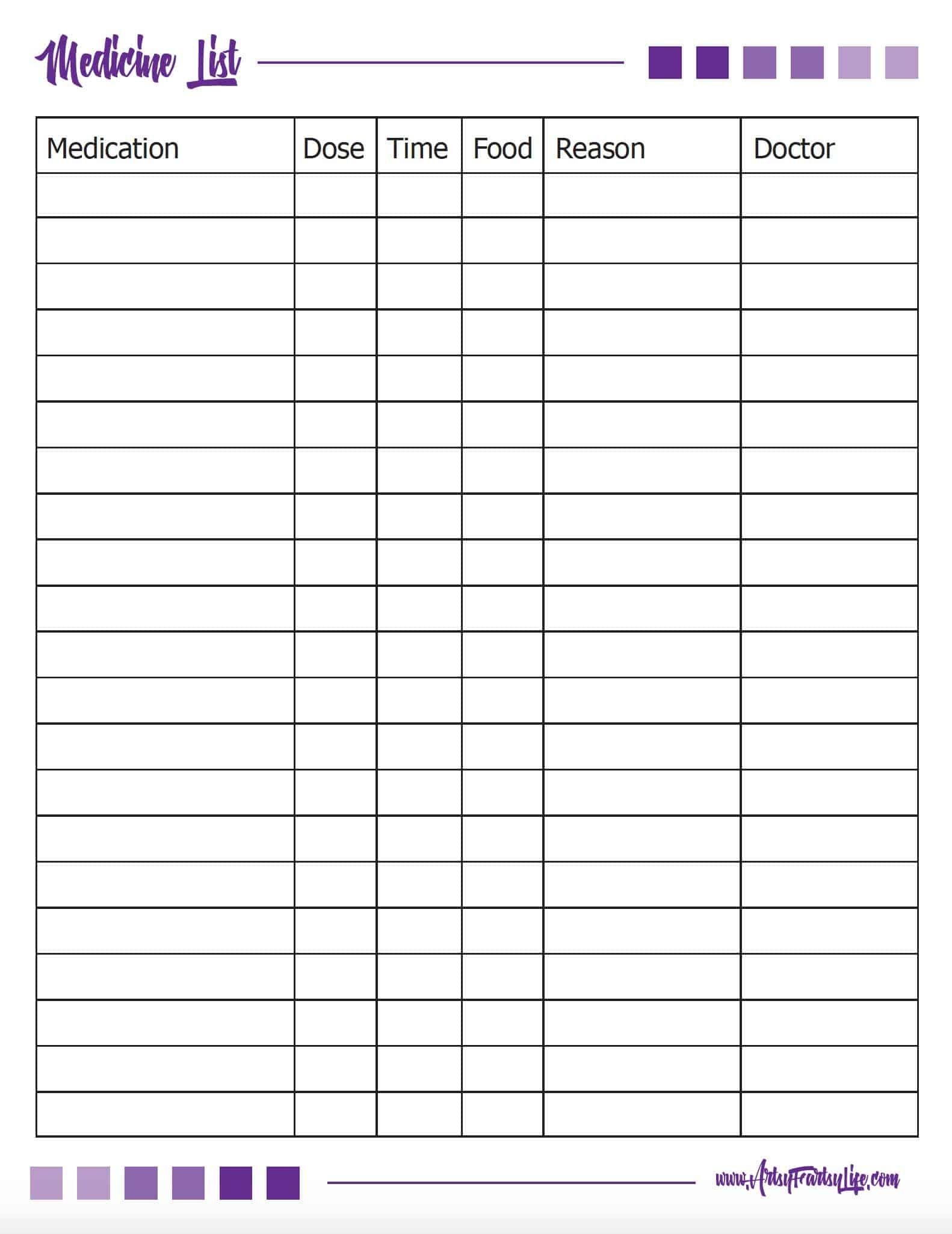 Free Printable Prescription Charts