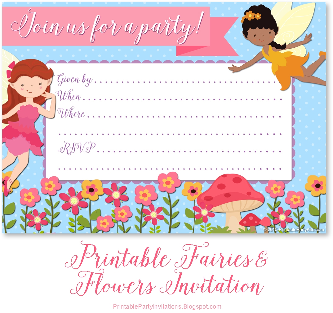 Free Printable Party Invitations Free Fairies And Flowers Printable Invitation Template