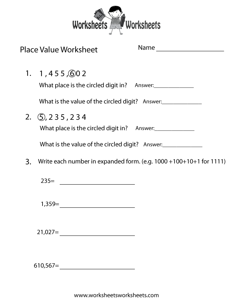 Free Printable Place Value Practice Worksheet