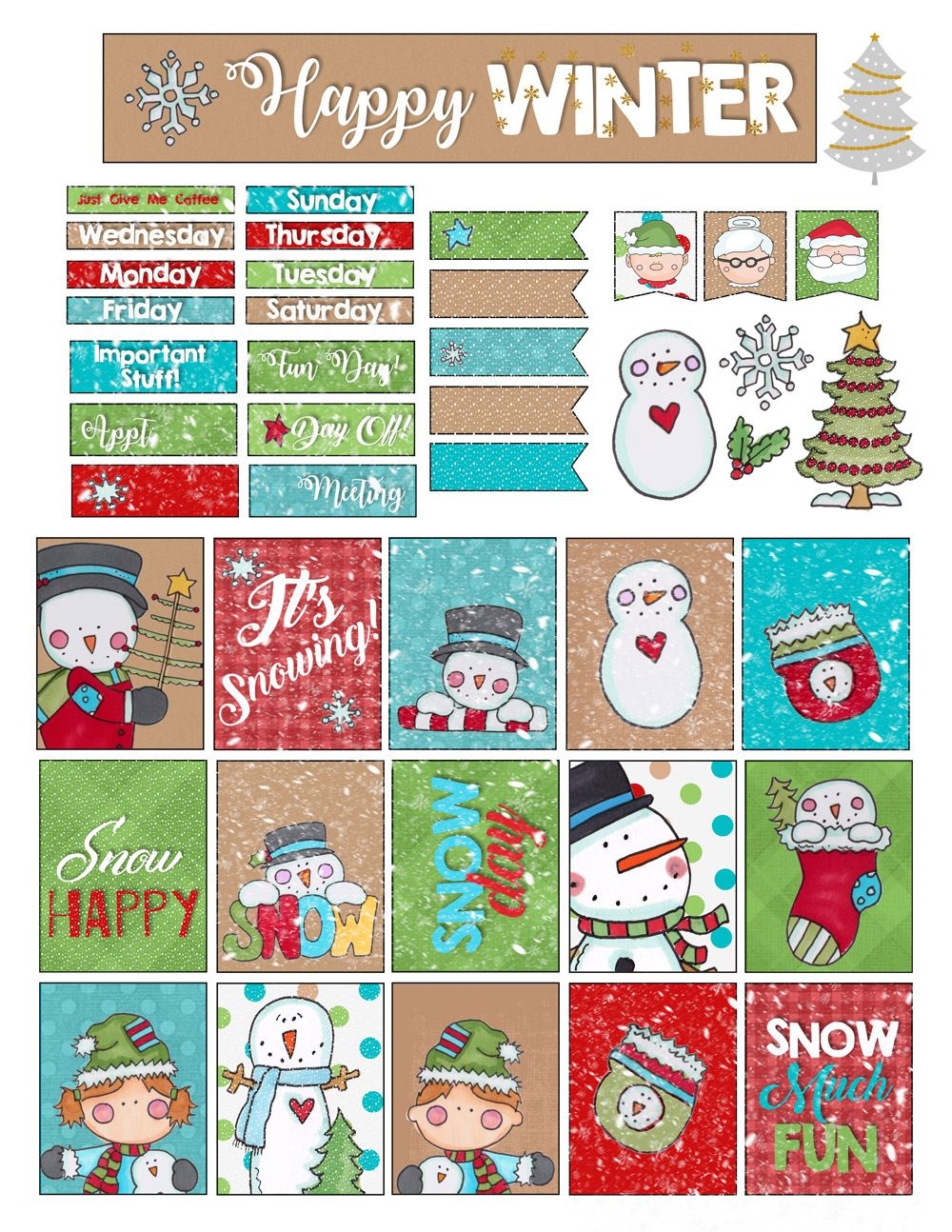 Christmas Printable Free Planner Stickers