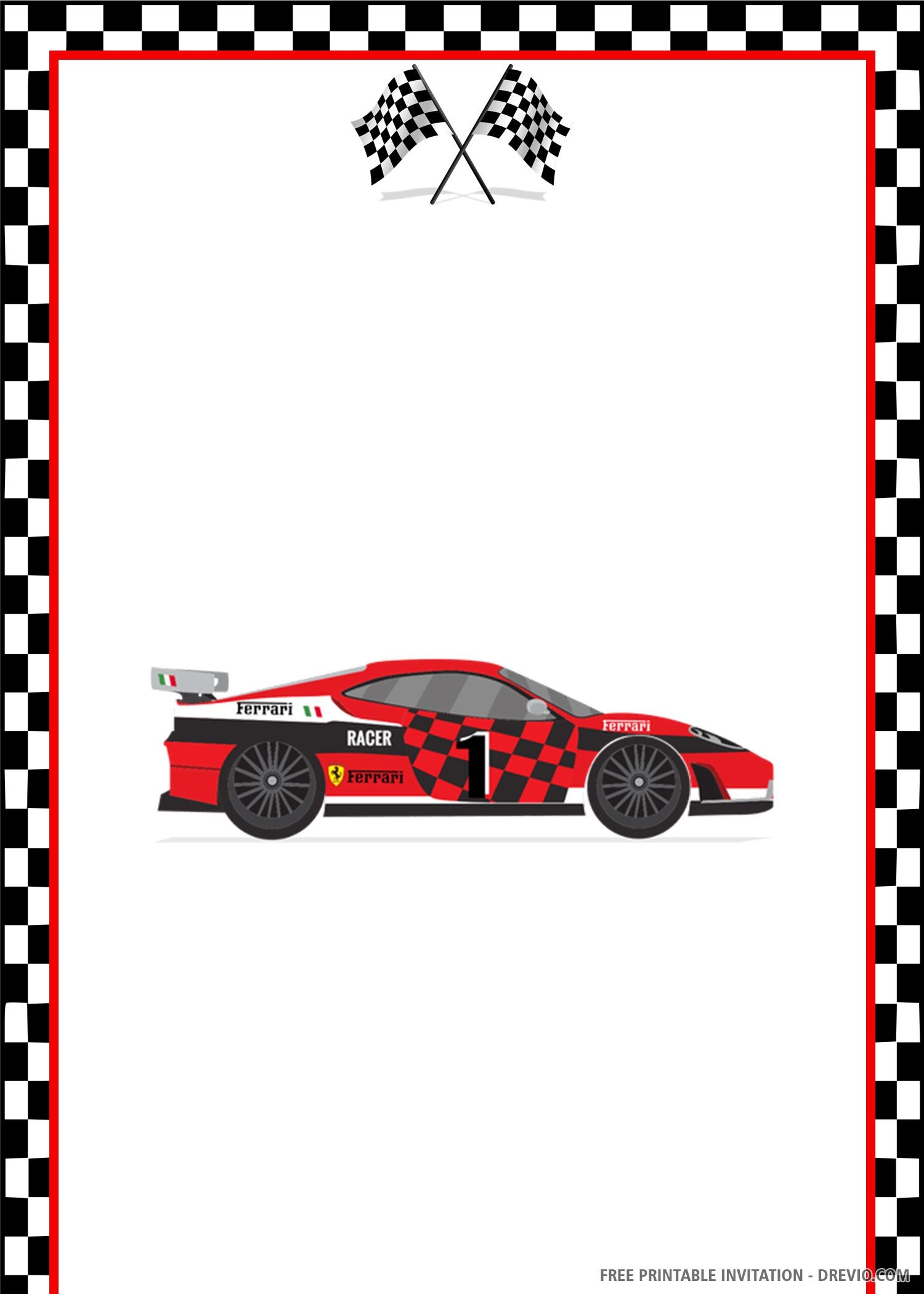 FREE PRINTABLE Racing Car Birthday Invitation Template