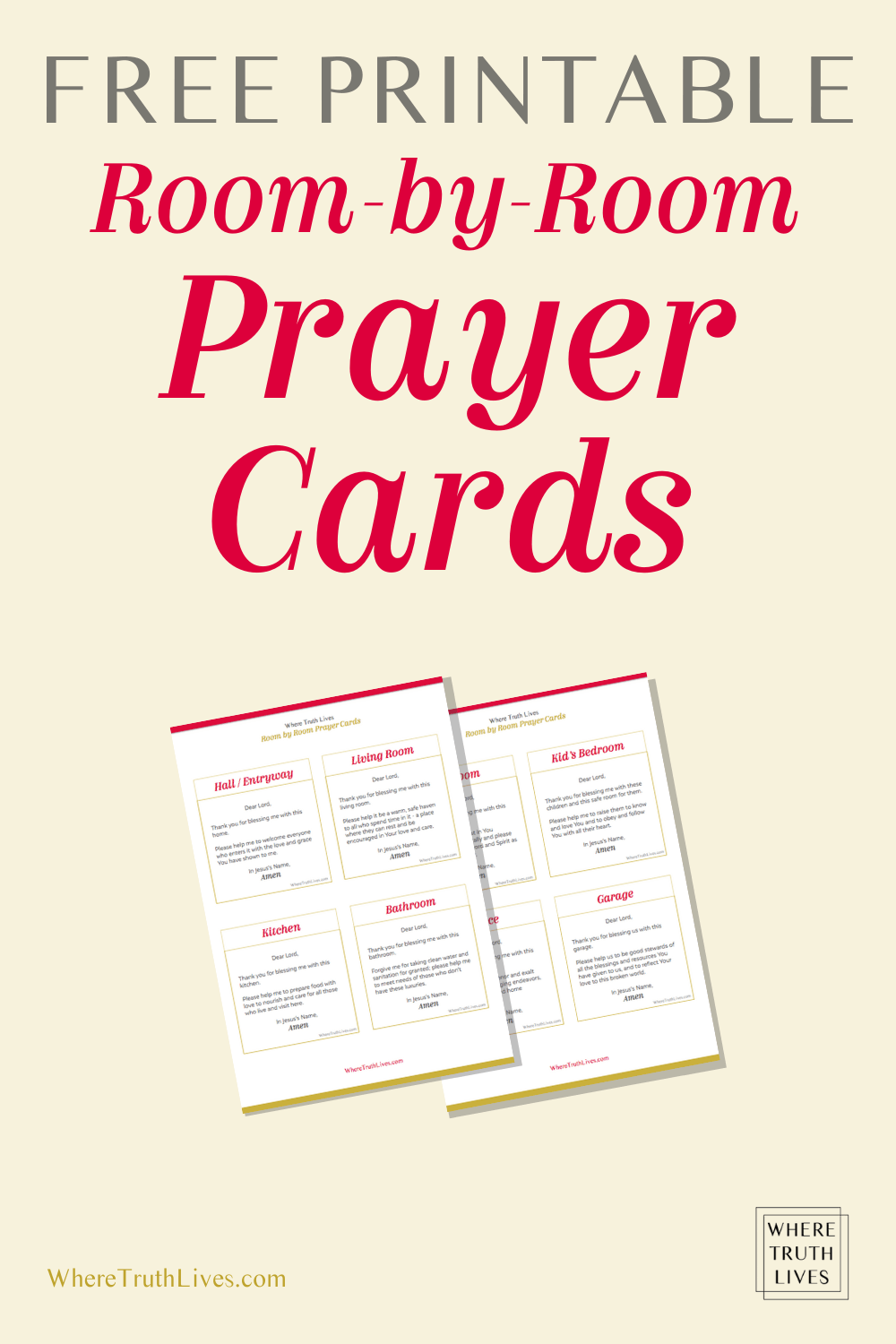 Free Printable Room by Room Prayer Cards WHERE TRUTH LIVES