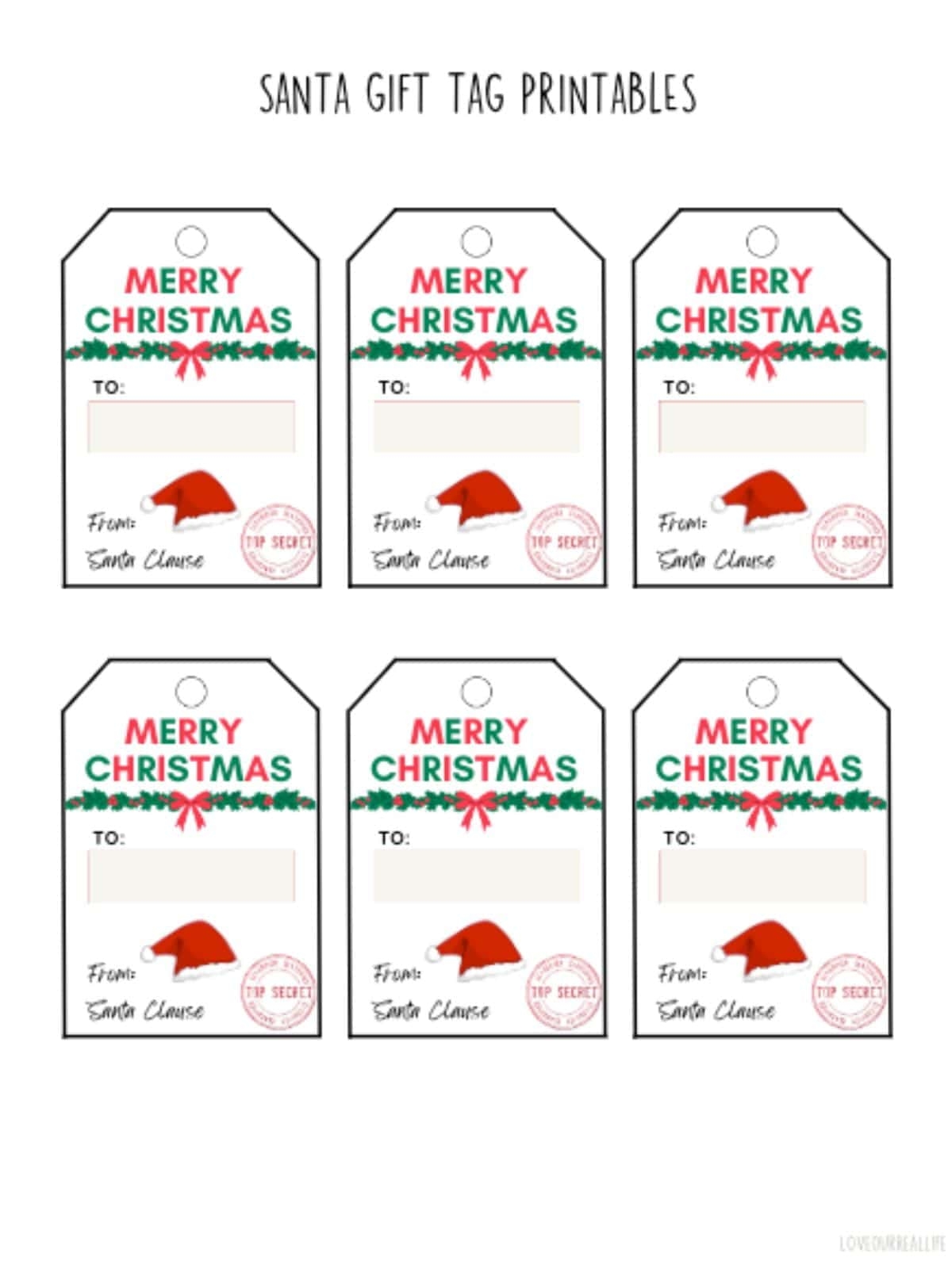 Free Santa Gift Label Printable