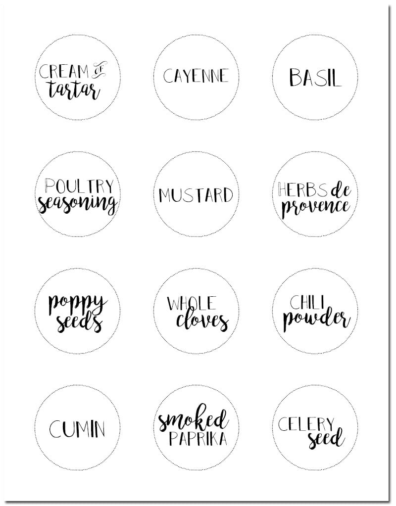 Free Printable Spice Jar Labels Organized Spice Rack