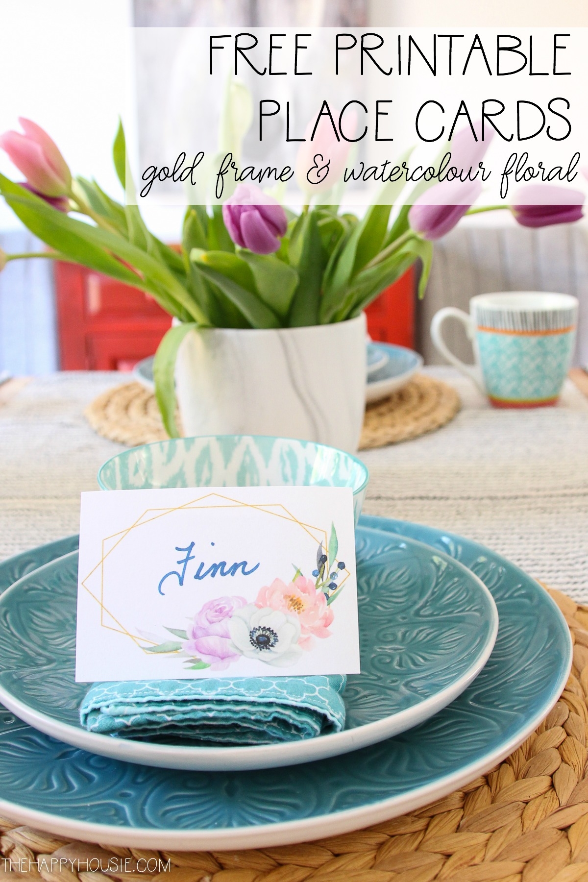 Free Printable Spring Watercolour Bohemian Floral Place Cards The Happy Housie