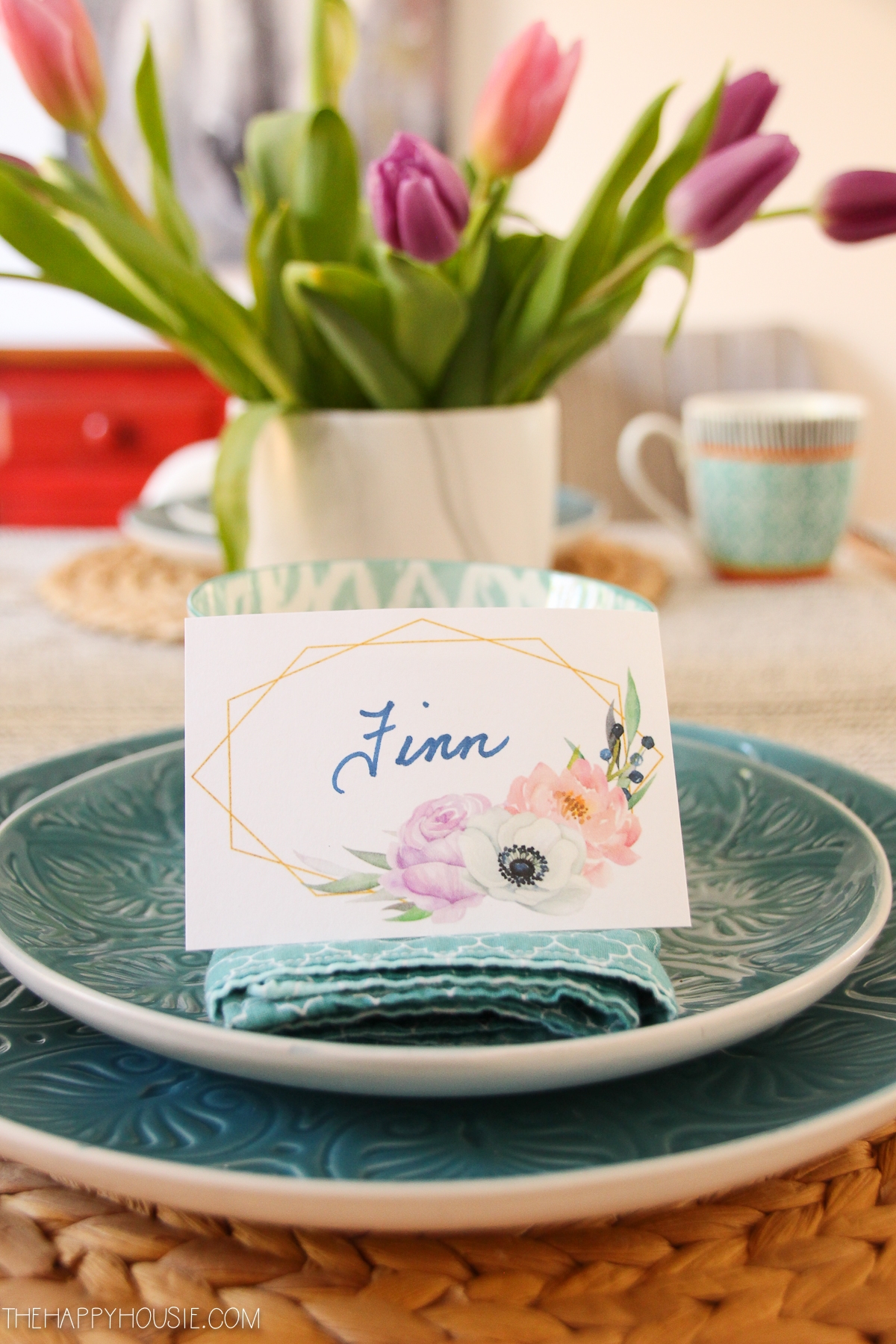 Free Printable Spring Watercolour Bohemian Floral Place Cards The Happy Housie